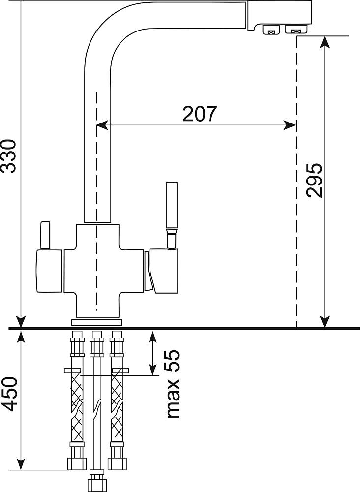 Комплект Мойка кухонная Domaci Солерно DF 425-07 уголь + Смеситель UQ-016-07 уголь