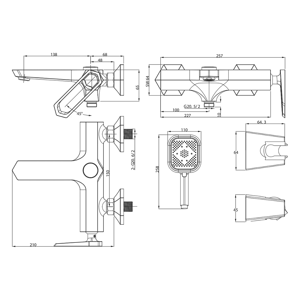 Смеситель для ванны с душем Lemark Prizma LM3914C хром