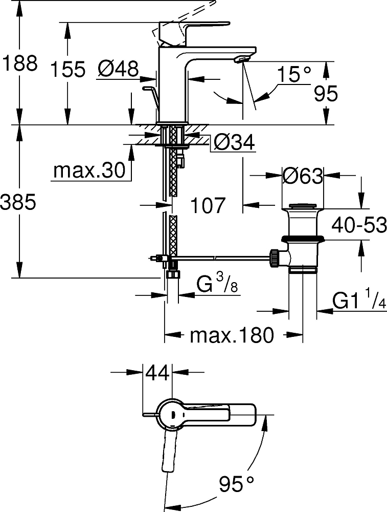 Смеситель Grohe Lineare New 23790001 для раковины