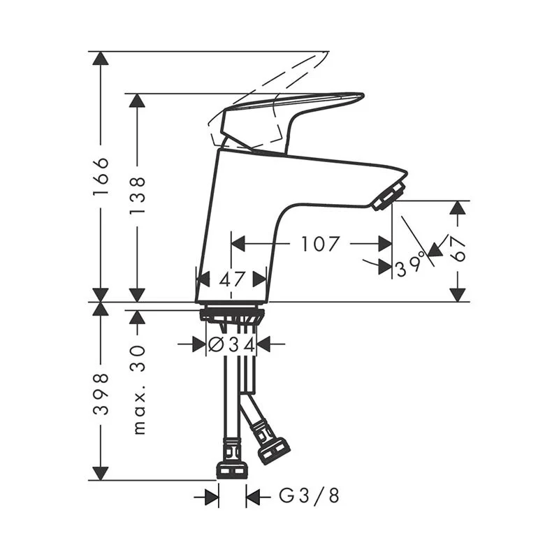 Смеситель для раковины Hansgrohe Logis 71073670 черный