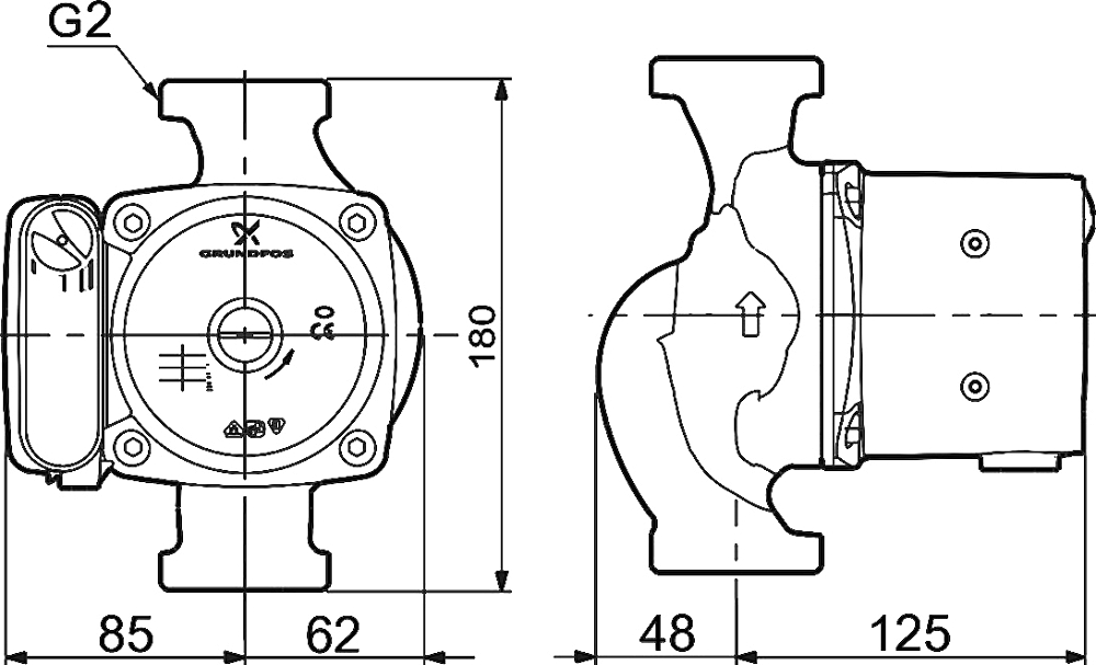 Циркуляционный насос Grundfos UPS 32-80 180