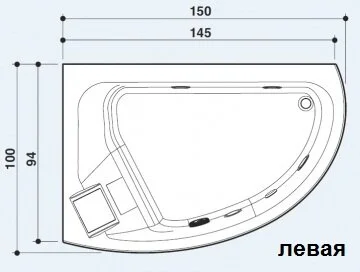 Акриловая ванна Jacuzzi Offset 9443-479A Sx/Dx белый