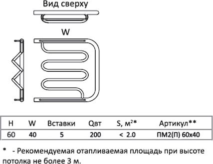 Полотенцесушитель электрический Тругор ПМ2 60*40П