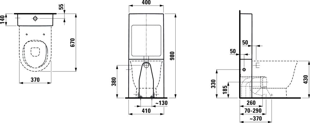 Напольный унитаз Laufen The New Classic 8.2385.1.000.000.1, приставной, безободковый