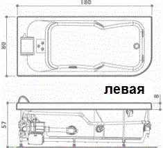 Акриловая ванна Jacuzzi Aquasoul Lounge 9443-565A Dx/9F23-5028 белый