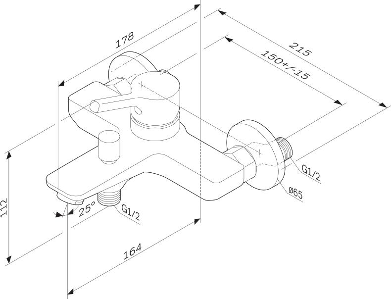 Смеситель для ванны с душем Am.Pm X-Joy S F85B10022, черный