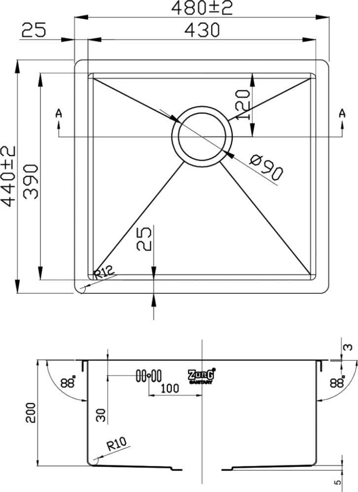 Кухонная мойка Zorg Inox R 4844, сталь