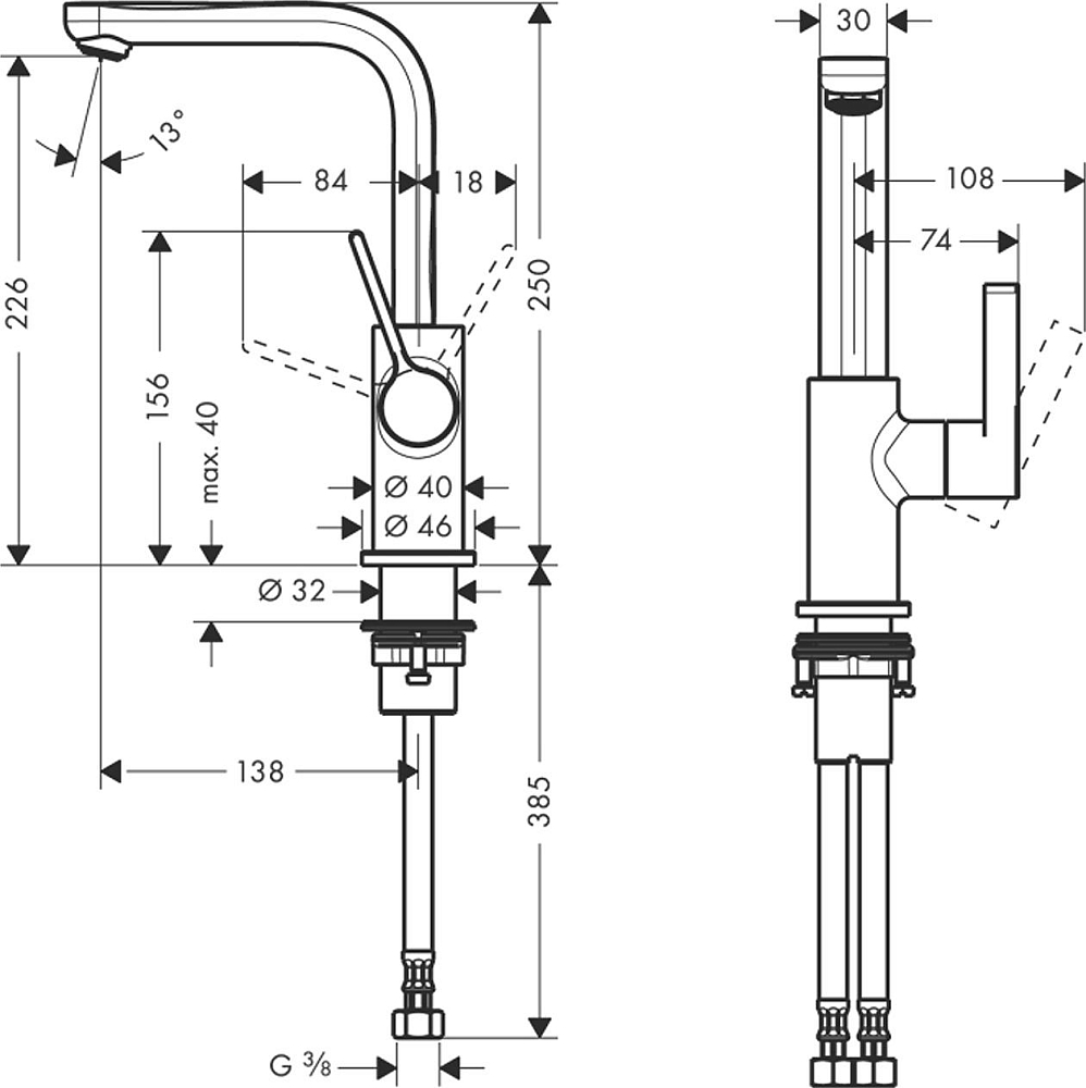 Смеситель для раковины Hansgrohe Metris S 31161000, хром