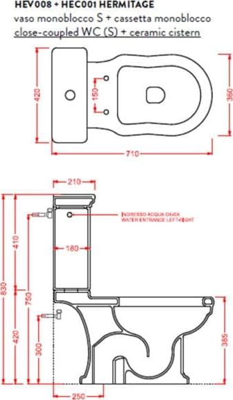 Напольный унитаз ArtCeram Hermitage HEV008 01 00 с бачком HEC001 01 00