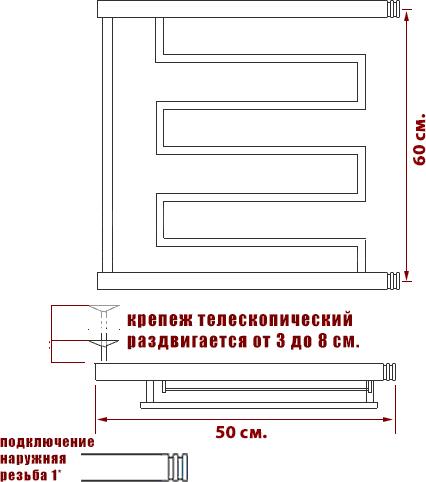 Полотенцесушитель водяной Ника Econ ПМ-3 60/50