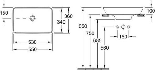 Раковина Villeroy & Boch Venticello 55 см 41135501, белый