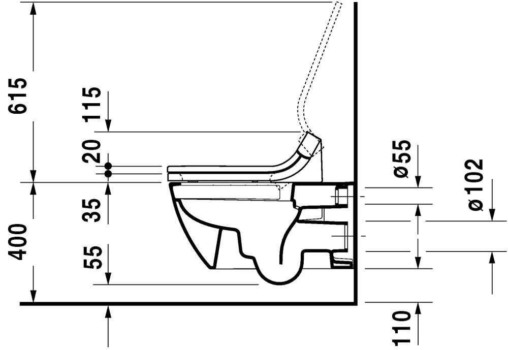 Подвесной унитаз Duravit Happy D.2 Rimless 2550590000 безободковый