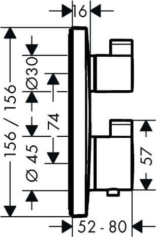 Термостат для душа Hansgrohe Ecostat Square 15714670, чёрный матовый