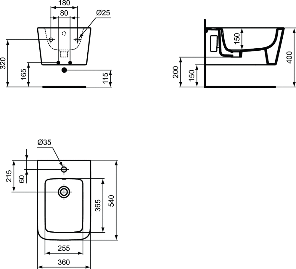 Подвесное биде Ideal Standard Blend Cube T368701, белый