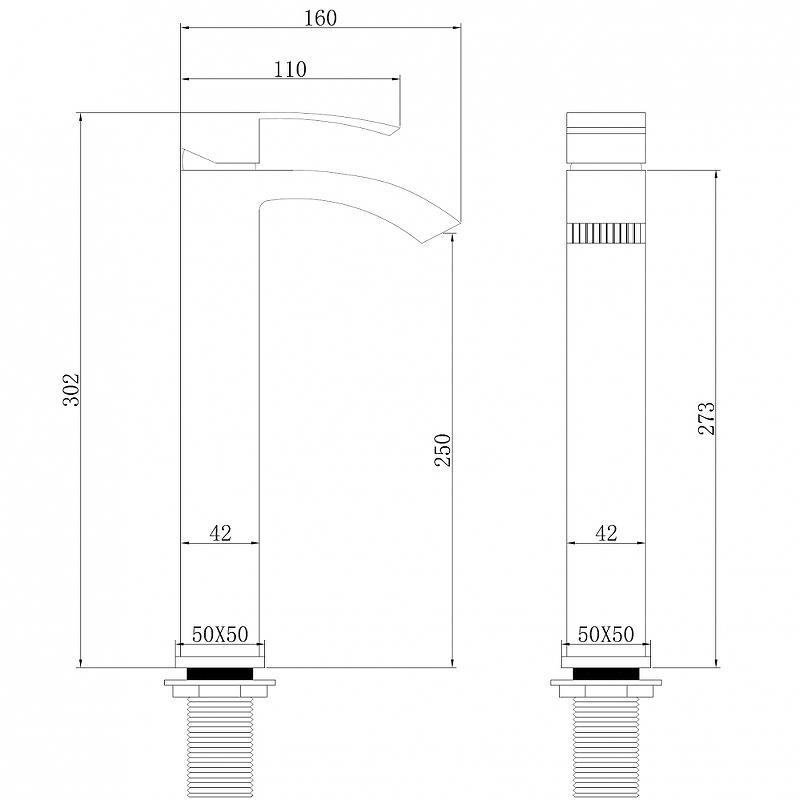 Смеситель для раковины Abber Wasserfall AF8611B, черный матовый