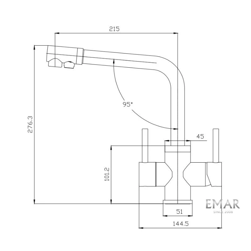 Смеситель для кухни Emar Steel ЕС - 4003H Chrome хром