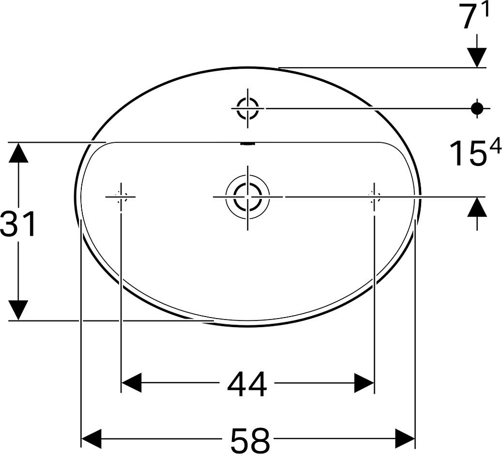 Раковина накладная 45x60 см Geberit VariForm 500.772.01.2 с отверстием перелива, белый