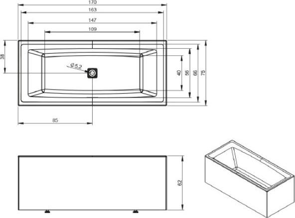 Акриловая ванна Riho Still Square Elite 170x75 B100030005 R