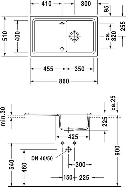 Кухонная мойка Duravit Cassia 86 7513860000, белый