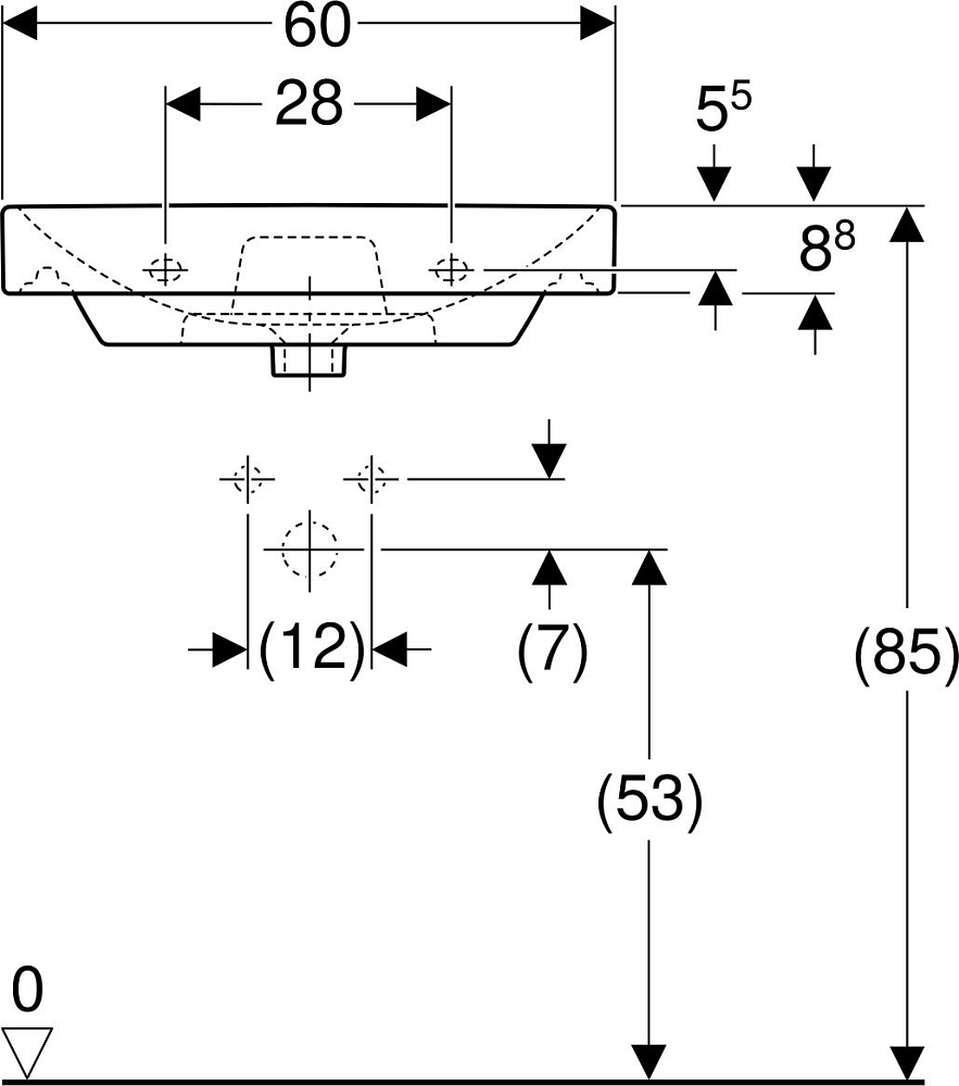 Раковина 48x60 Geberit Smyle Square 500.229.01.1, белый