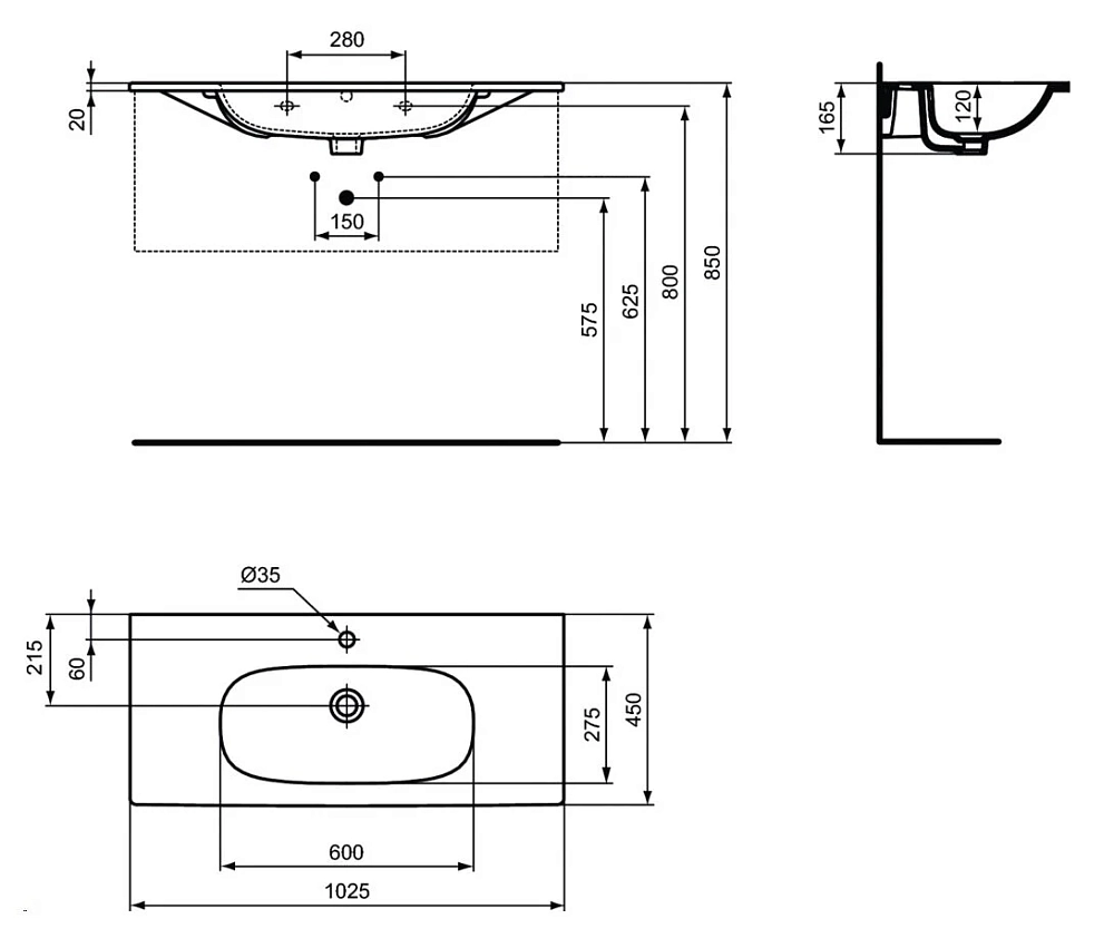 Раковина Ideal Standard Tesi T350801 белый