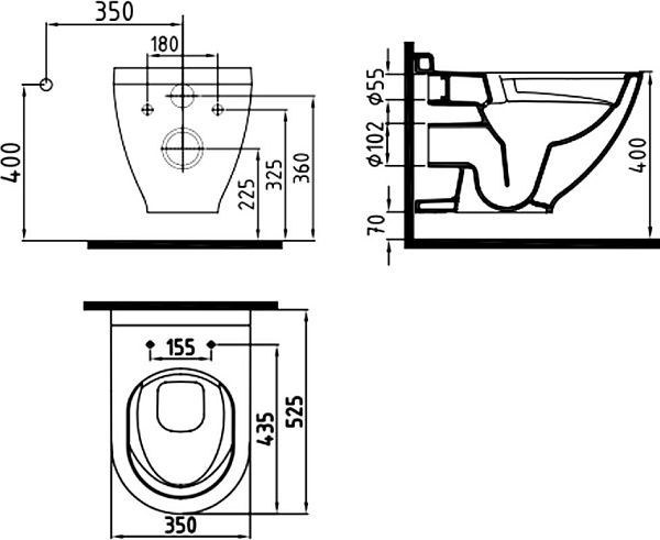 Комплект унитаз Bien Harmony с инсталляцией Grohe GRH939N5VP07 черный матовый, с кнопкой смыва