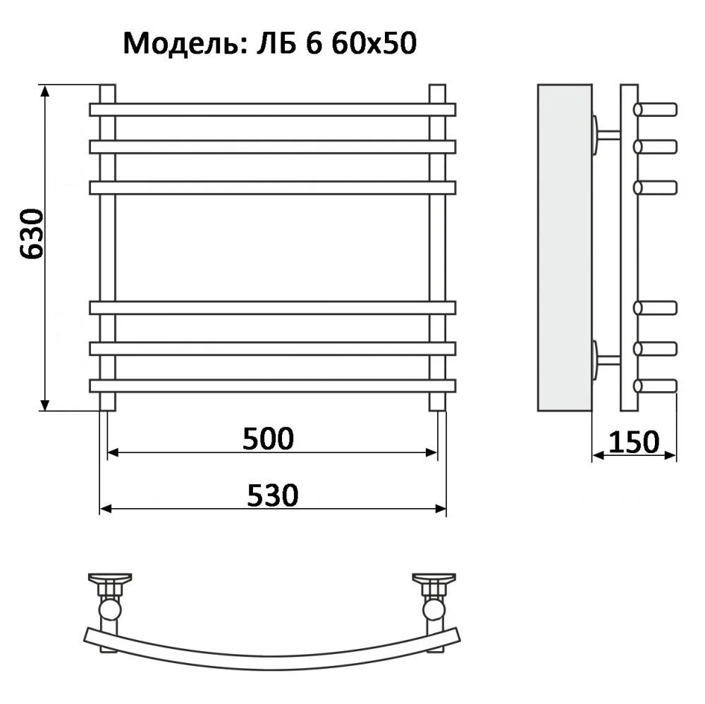 Полотенцесушитель водяной Ника Bamboo ЛБ 6 60/50 хром