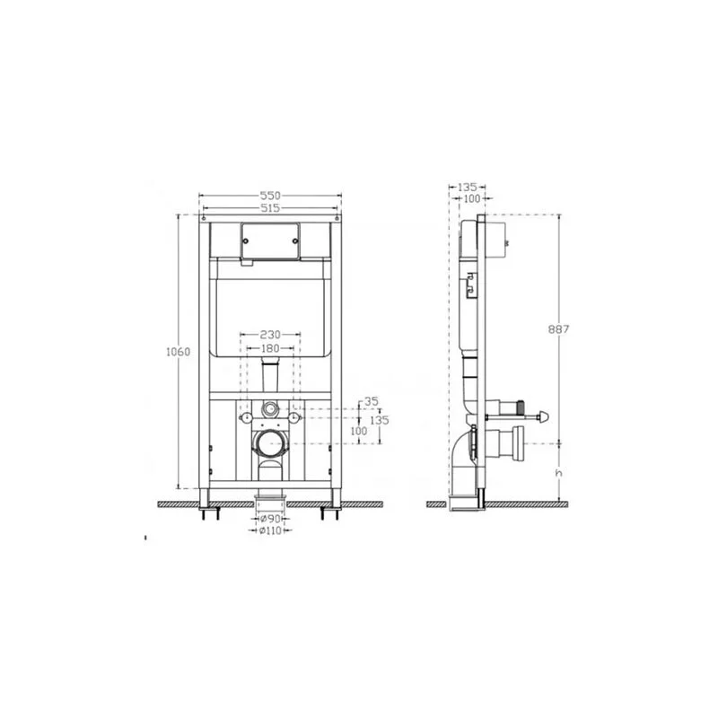 Инсталляция Isvea Axis 52AL0102I с безободковым унитазом Isvea Sentimenti Neo 10AR02010SV, сиденье микролифт клавиша хром, комплект 812741