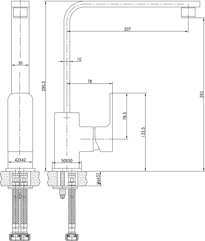 Смеситель Aquanet Cubic SD90445 для кухонной мойки