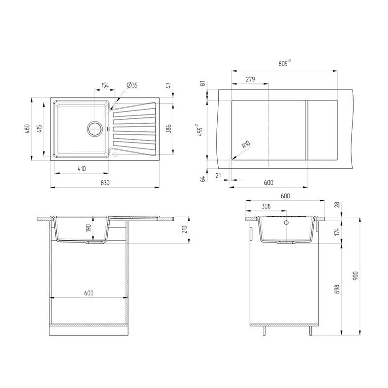 Кухонная мойка Ulgran U-703 U-703-307 коричневый