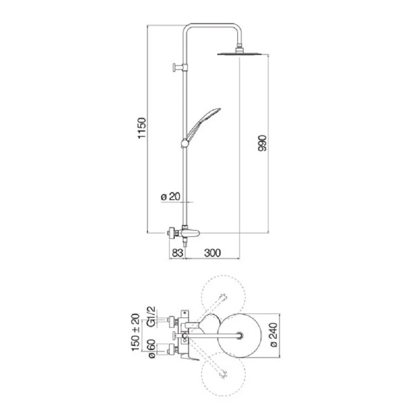 Душевая система Nobili Blues BS101130/60CR хром