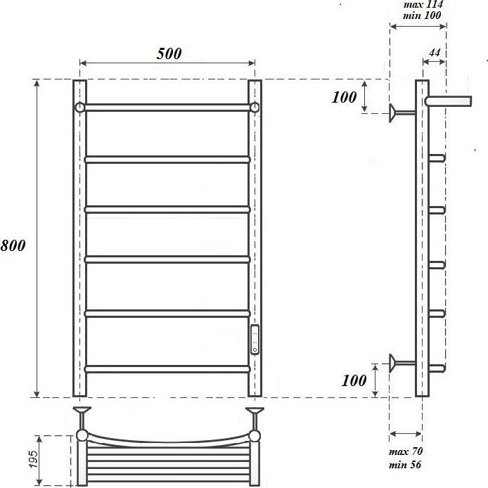 Полотенцесушитель электрический Point Афина PN04858PW П5 500x800 с полкой, белый