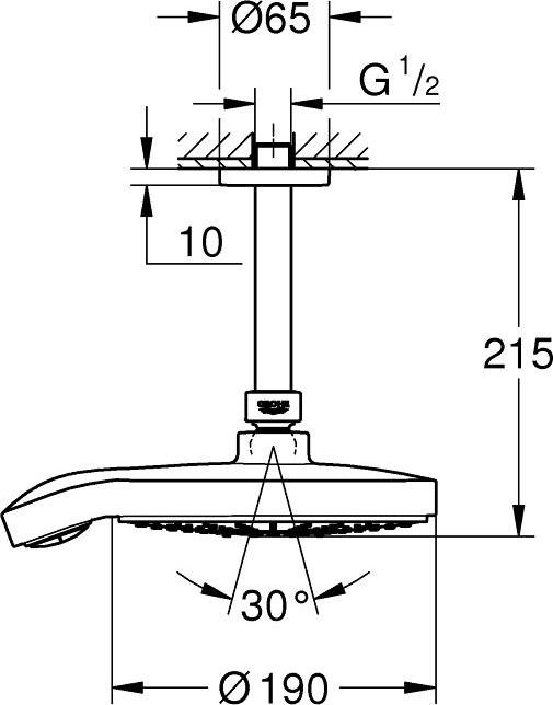 Верхний душ Grohe Power&Soul Cosmopolitan 26173LS0 белая луна