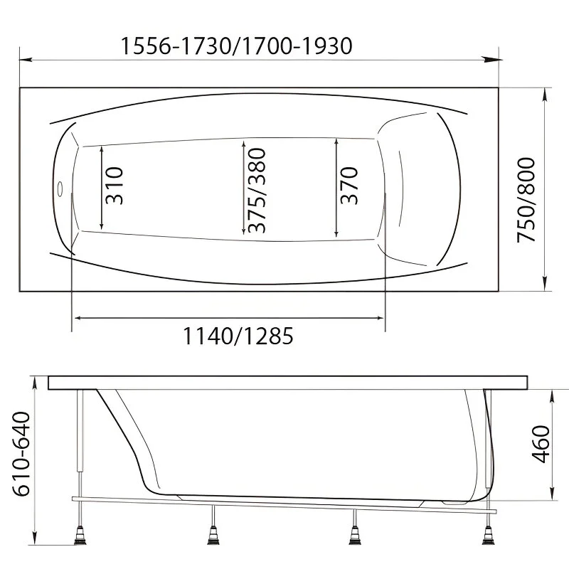 Акриловая ванна 1MarKa Pragmatika 01пр17375кс2+ белый