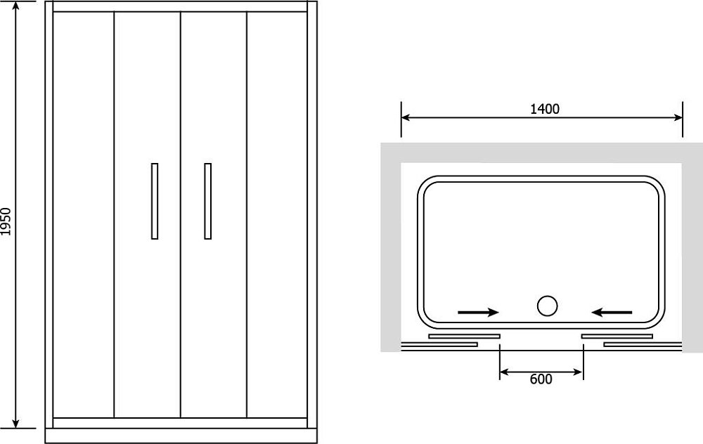 Душевая дверь в нишу RGW Passage PA-11 (1400-1440)x1950 профиль хром стекло матовое