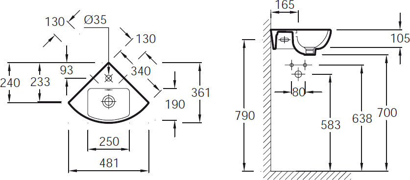 Рукомойник Jacob Delafon Odeon Up E4733-00 угловой