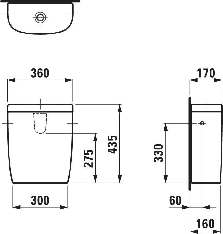 Бачок для унитаза Laufen Mimo 8.2755.0.000.278.1 подвод сзади/сбоку