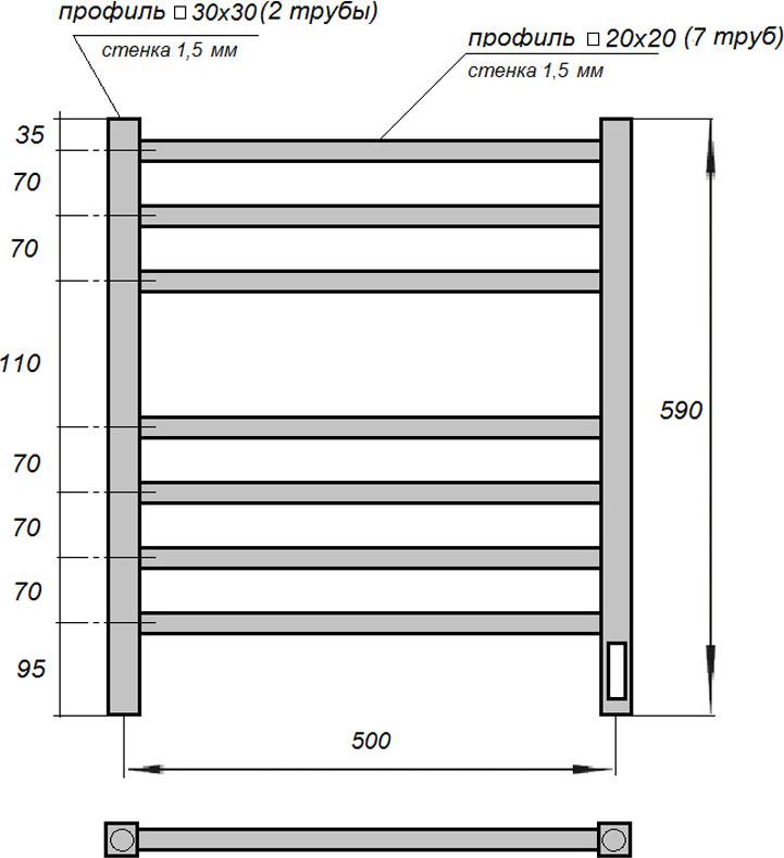 Полотенцесушитель электрический Point Вега PN71856W П7 500x600, белый