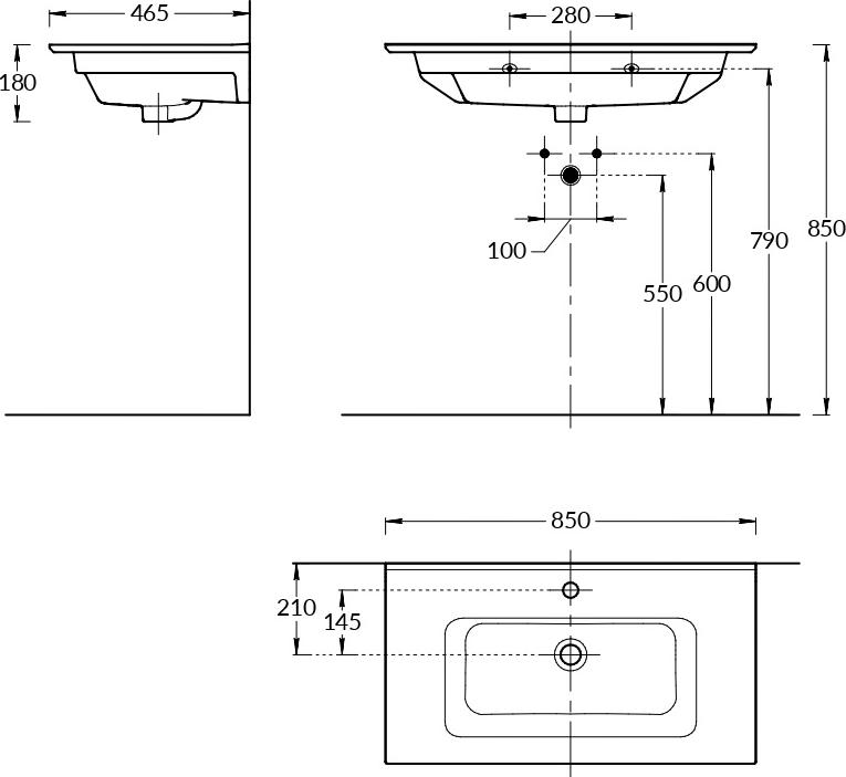 Раковина Kerama Marazzi Piano PI.wb.85, белый