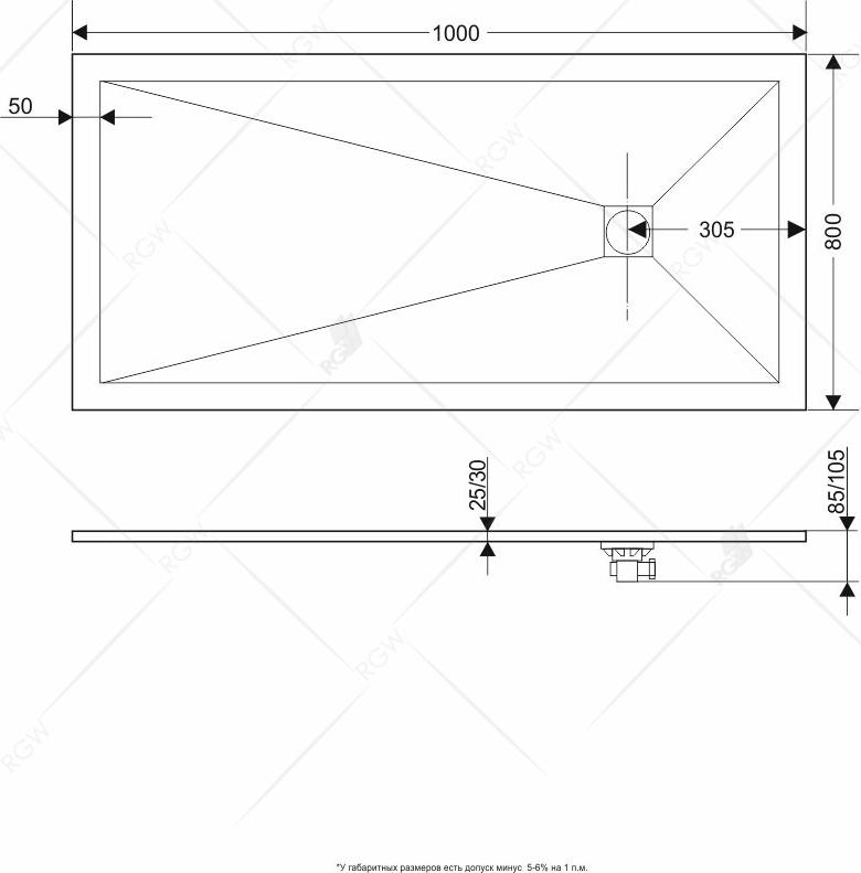 Душевой поддон RGW ST-G 16152810-02 80x100 см, графит