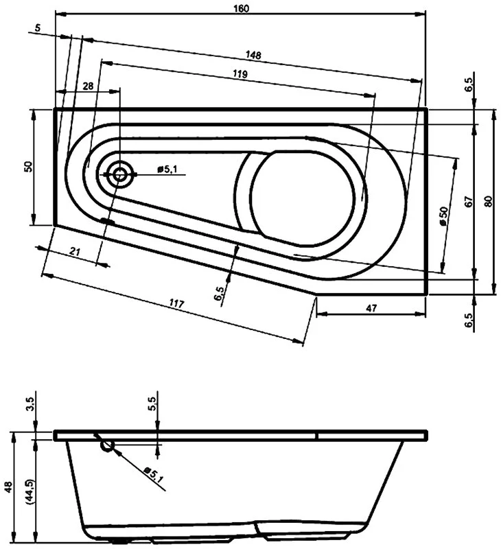 Акриловая ванна Riho Delta BB8300500000000_FLOW белый