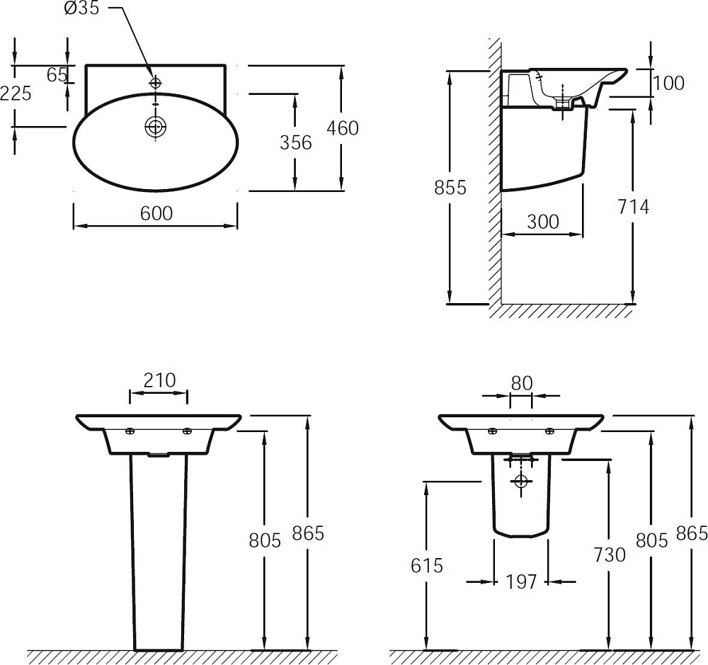 Раковина Jacob Delafon Presquile E4438-00 60 см