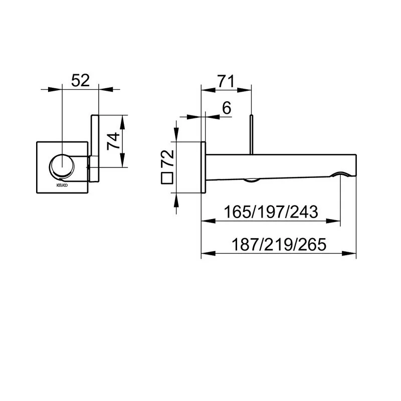 Смеситель Keuco Ixmo Pure 59516372102 для раковины, черный матовый