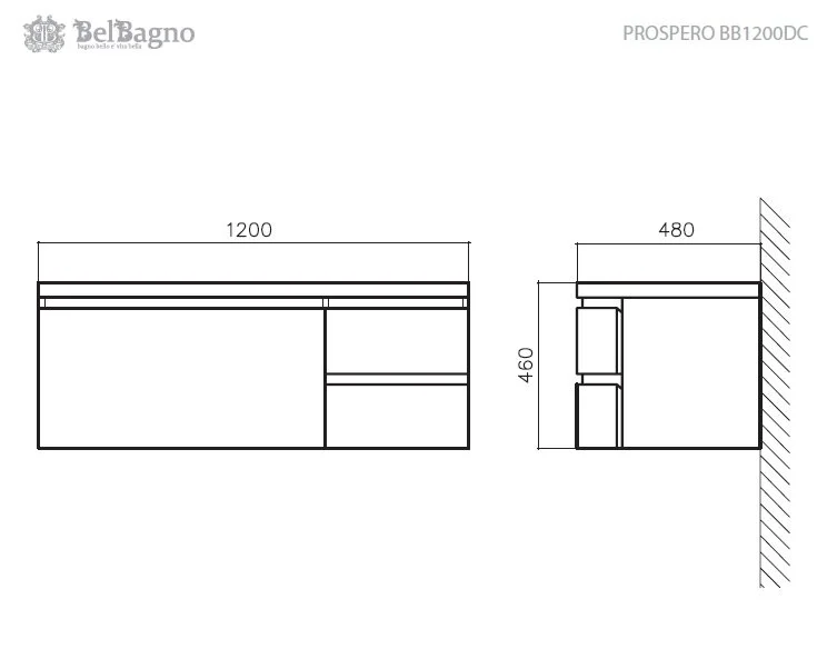 Тумба под раковину BelBagno Prospero BB1200DC/BL белый