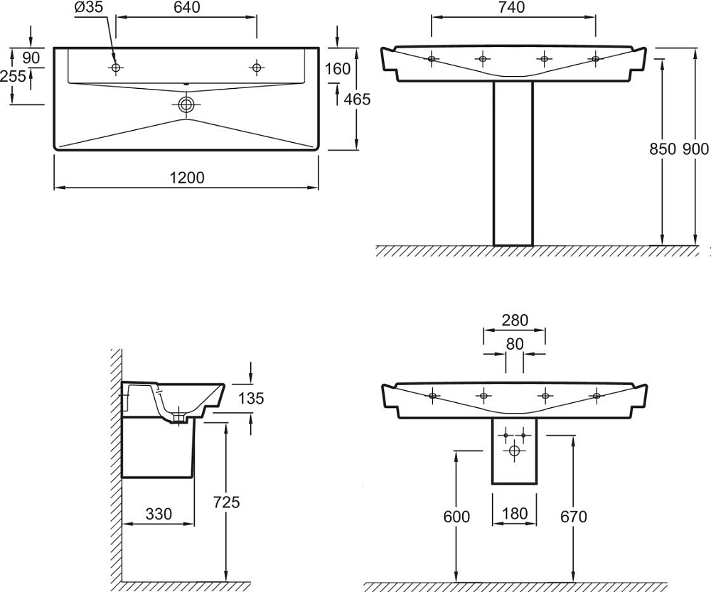 Раковина Jacob Delafon Reve E4824-00 120 см