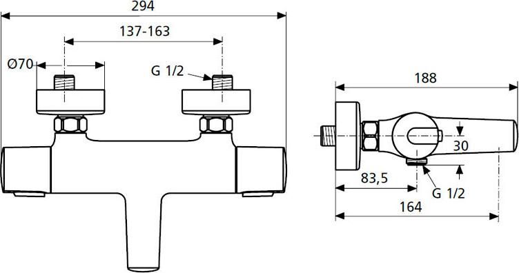 Термостат Ideal Standard Ceratherm 100 New A4623AA для ванны с душем