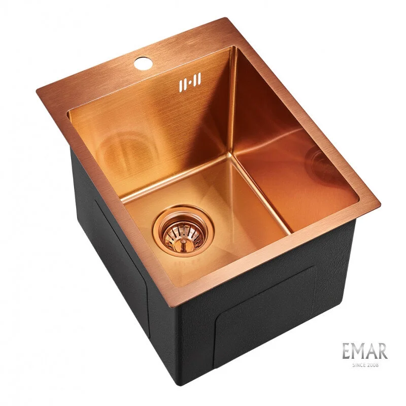 Глянцевая кухонная мойка EMAR EMB-128A PVD Nano Coppery