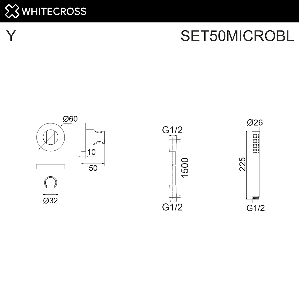 Душевой гарнитур Whitecross SET50MICROBL черный матовый