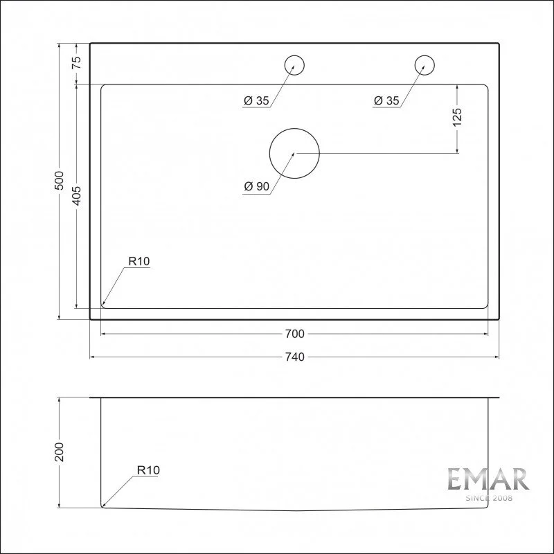 Кухонная мойка Emar Best EMB-125A PVD Nano Dark черный