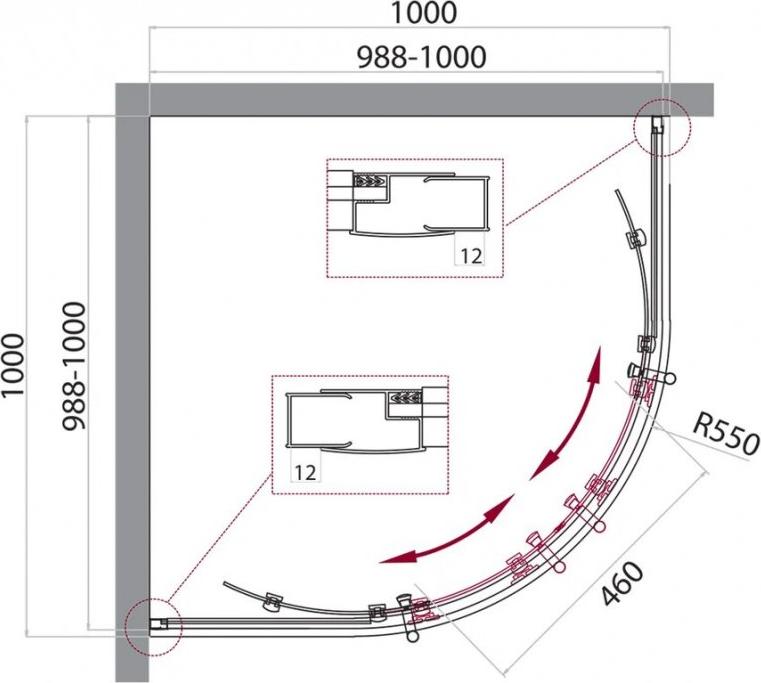 Душевой уголок BelBagno UNO-195-R-2-100-P-Cr